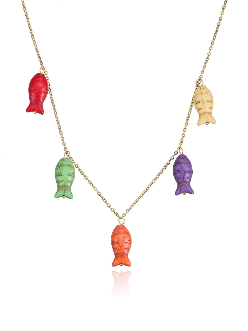 Coastal Fish Charm Necklace - Gold Chain